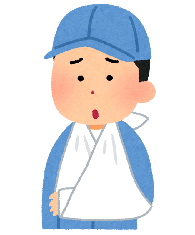 Male worker in an occupational accident (sling)