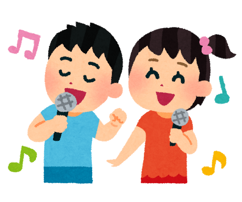Children singing karaoke