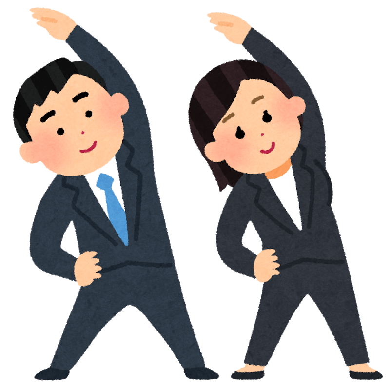 Office worker doing gymnastics