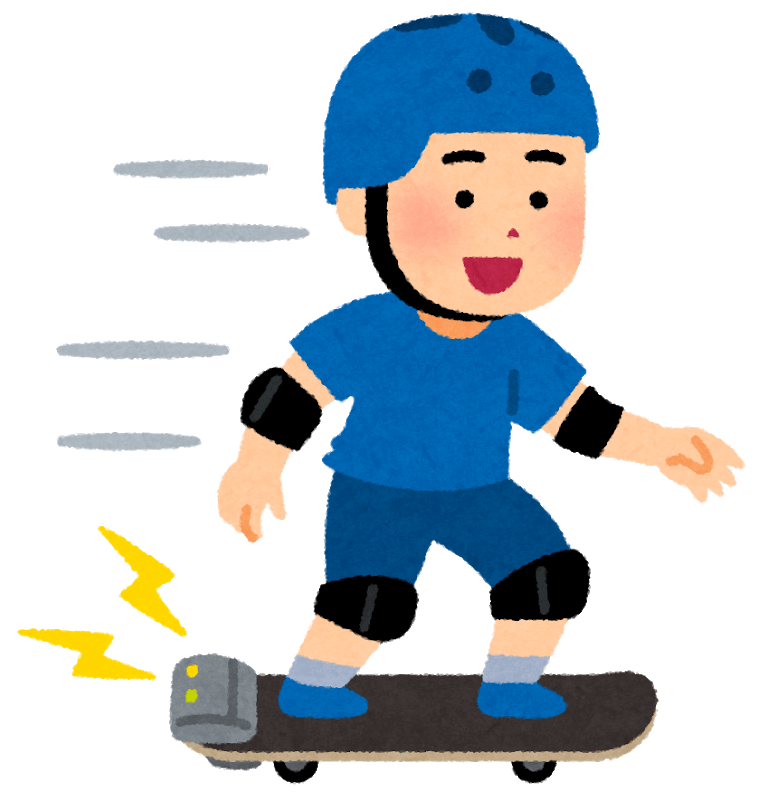 Boy riding an electric skateboard