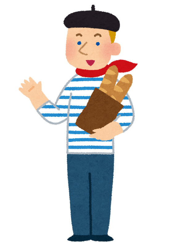 French man holding French bread