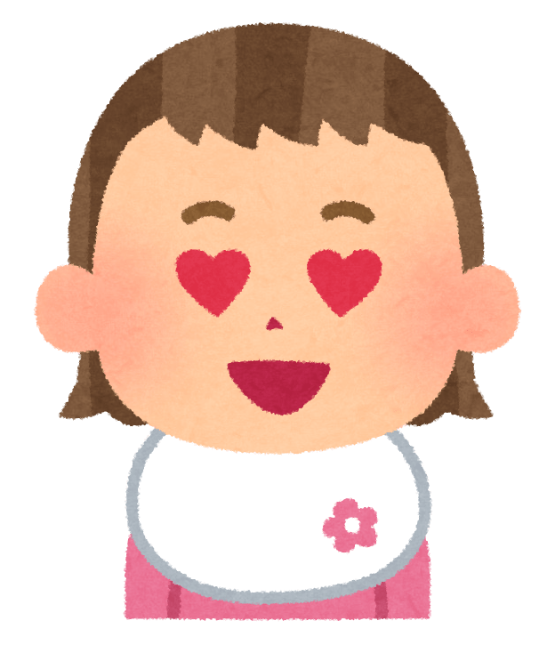 Baby girl's facial expression (question-eyes are heart-sleep-shake)