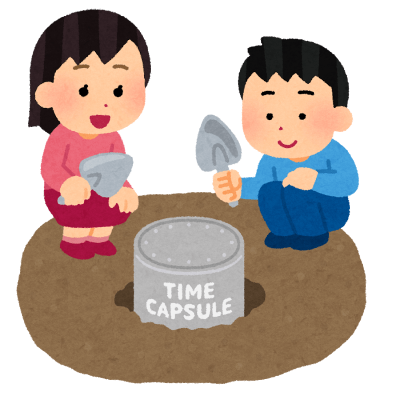 Children filling the time capsule