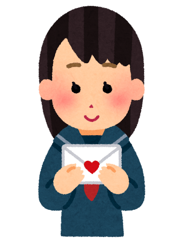 Female student with a love letter
