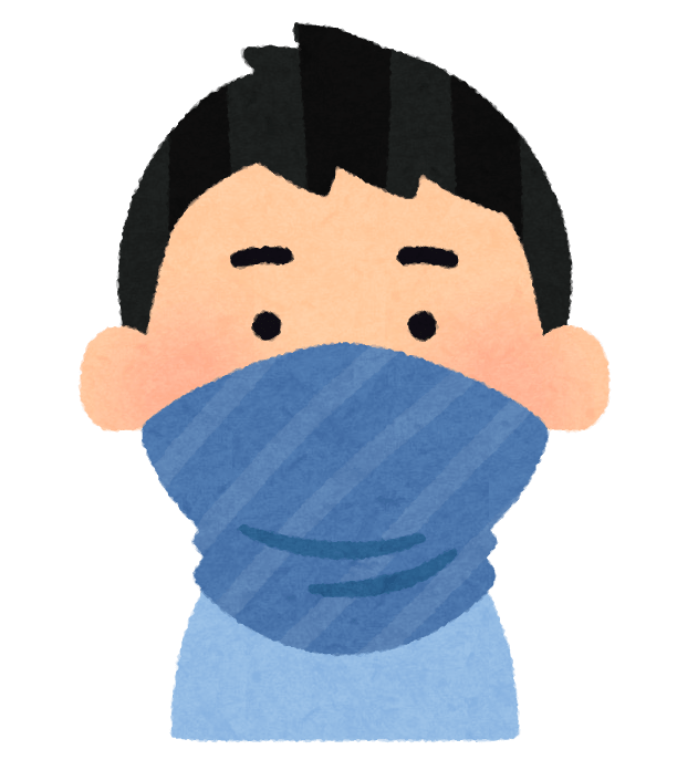 A person who wraps a cloth instead of a mask (male)