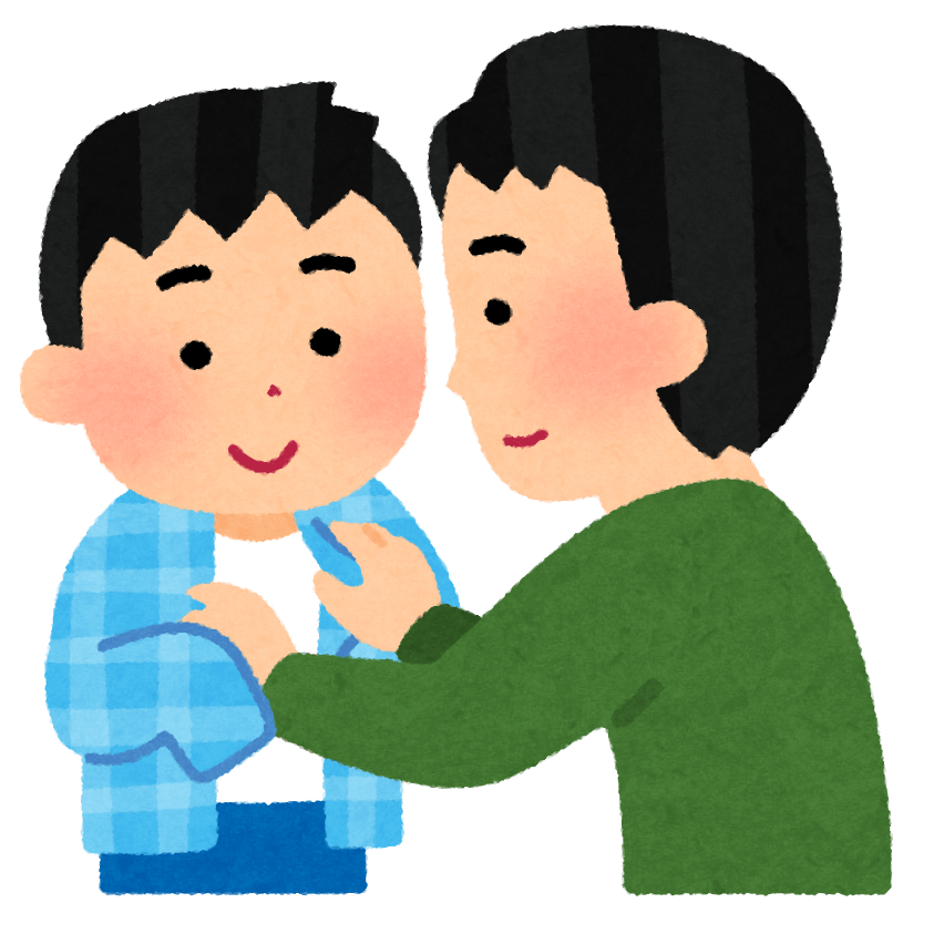 Parent (male) who changes children's clothes