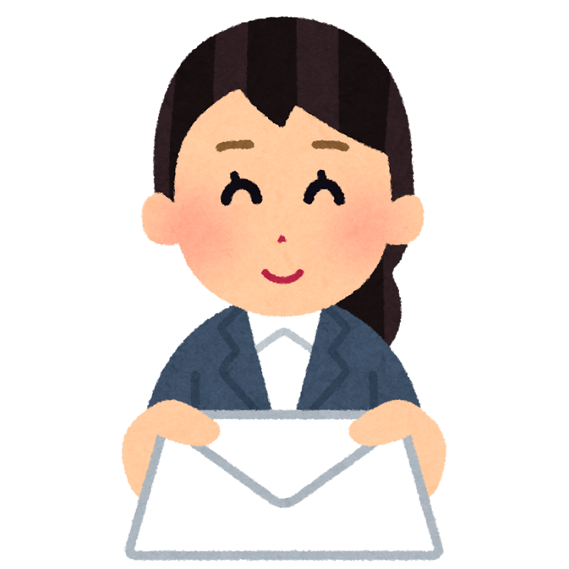Office worker (female) handing a letter