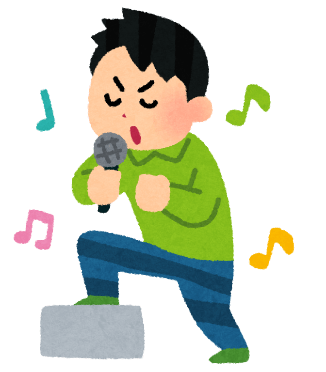 Male singing enthusiastically (Karaoke)