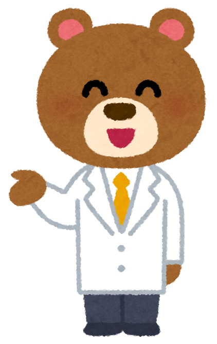 Animal character in a white coat