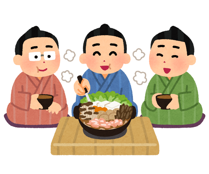 Wrestler eating chanko nabe