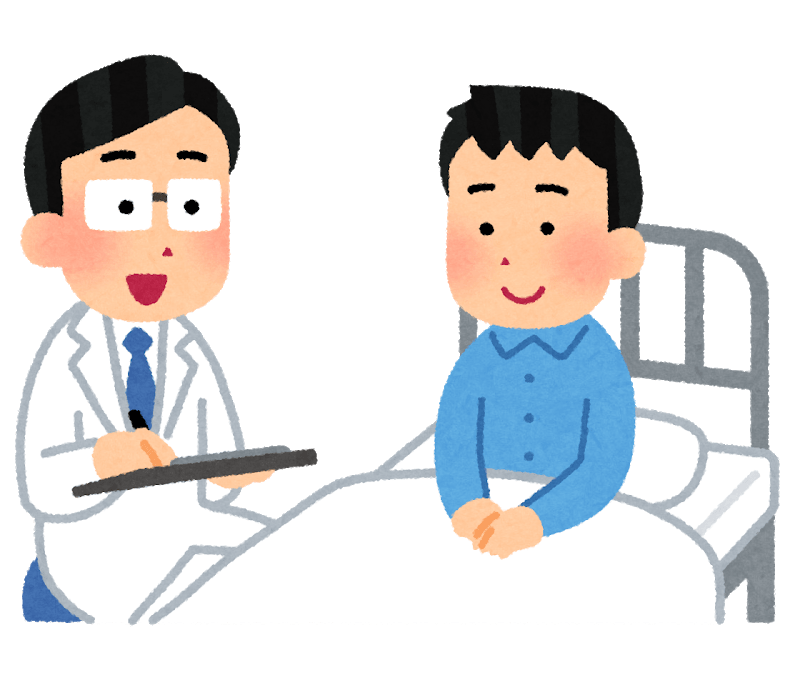 Hospitalized man and doctor