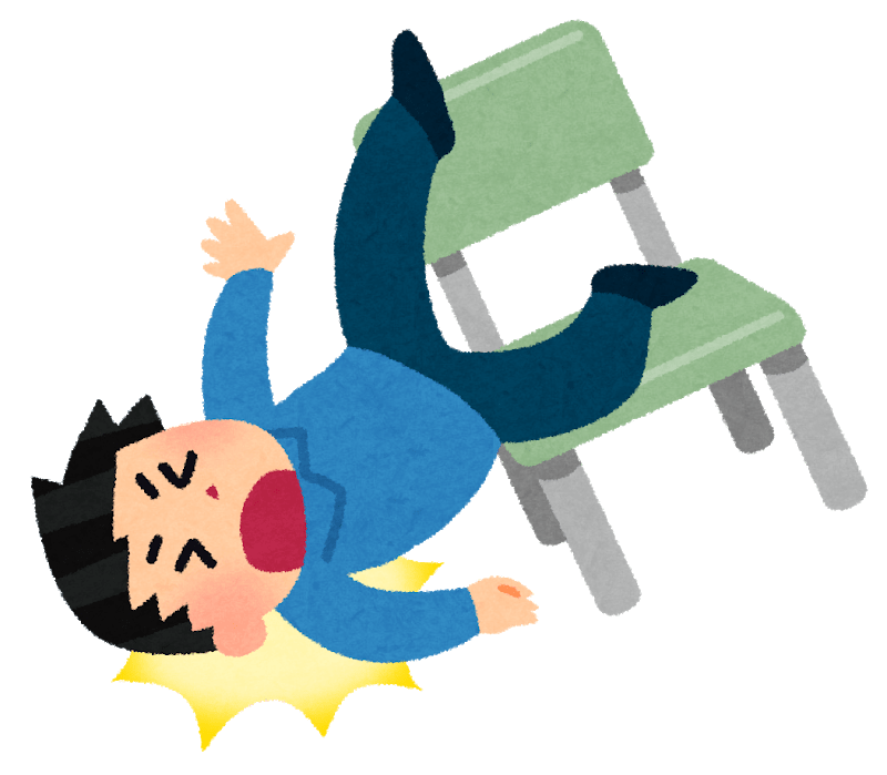 A person who falls off a chair