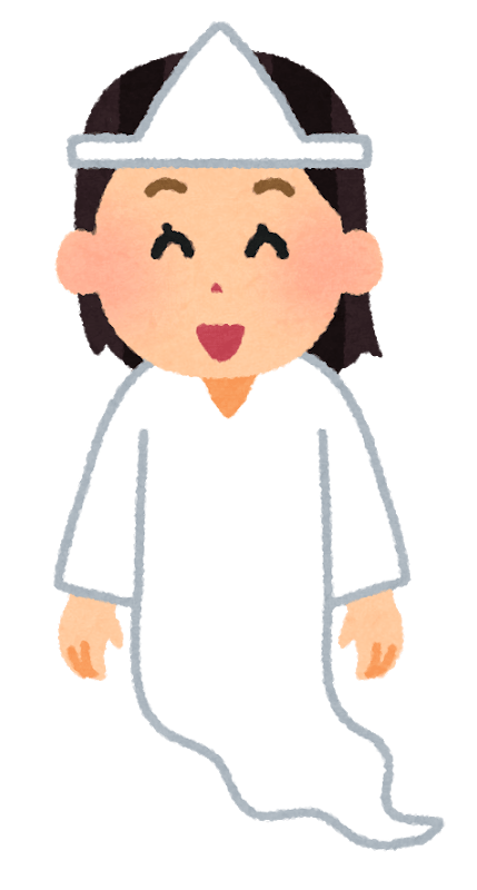 Young ghosts with various facial expressions (female)