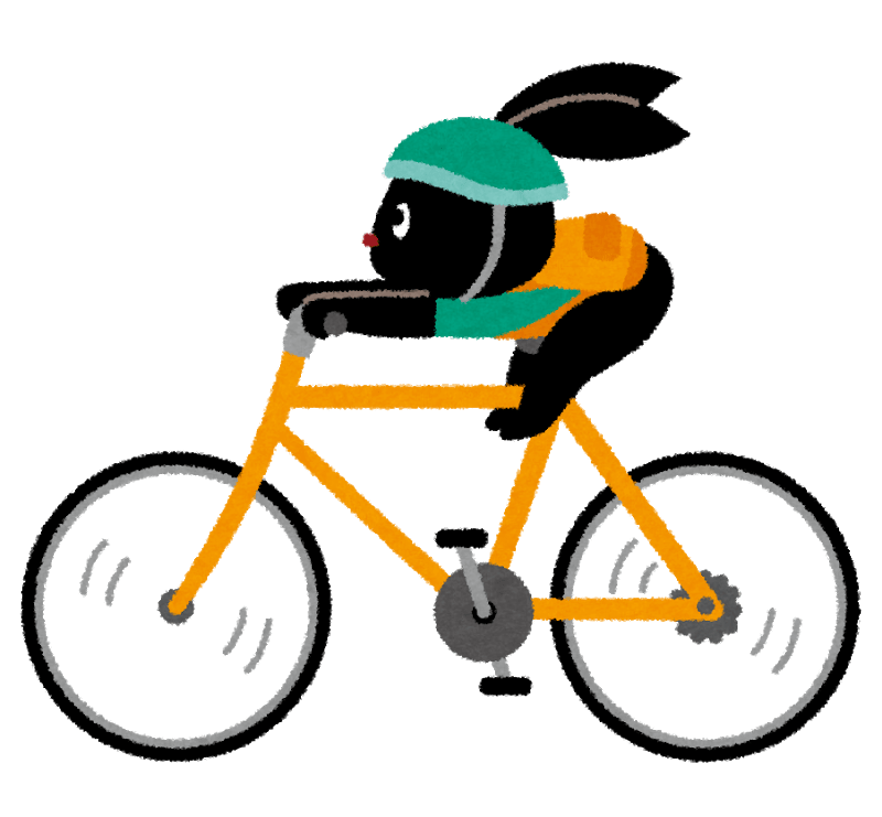 Pyoko riding a bicycle