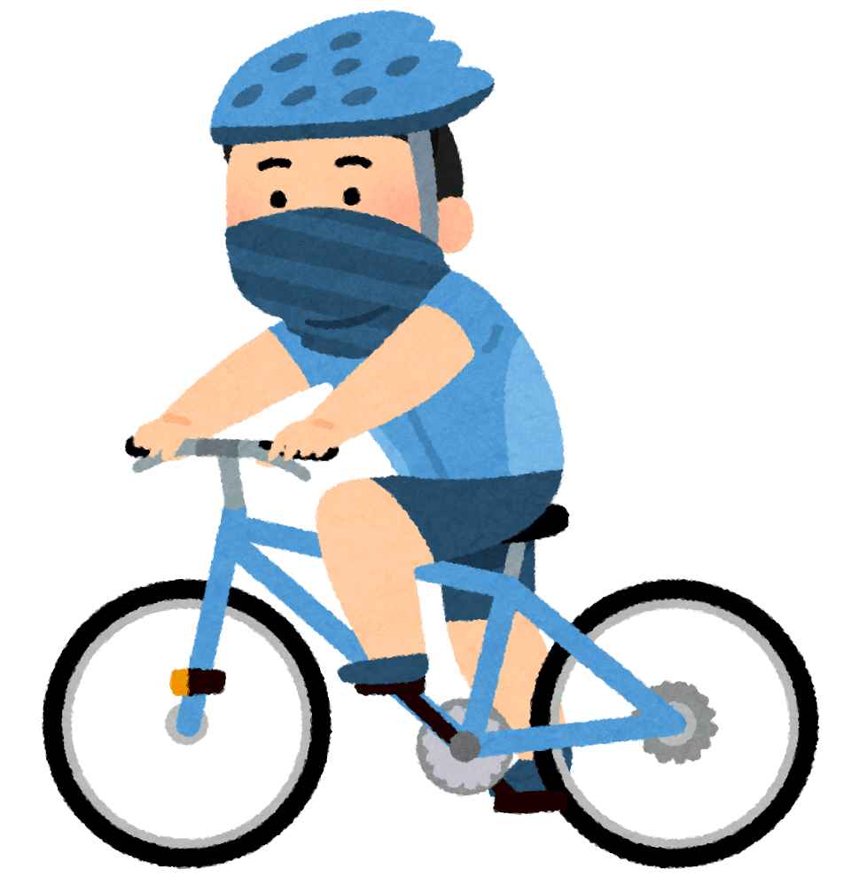 A person cycling with a mask (male)