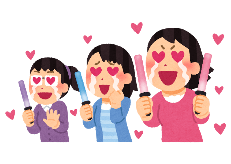 Idol fan (female) with a penlight at the chest position