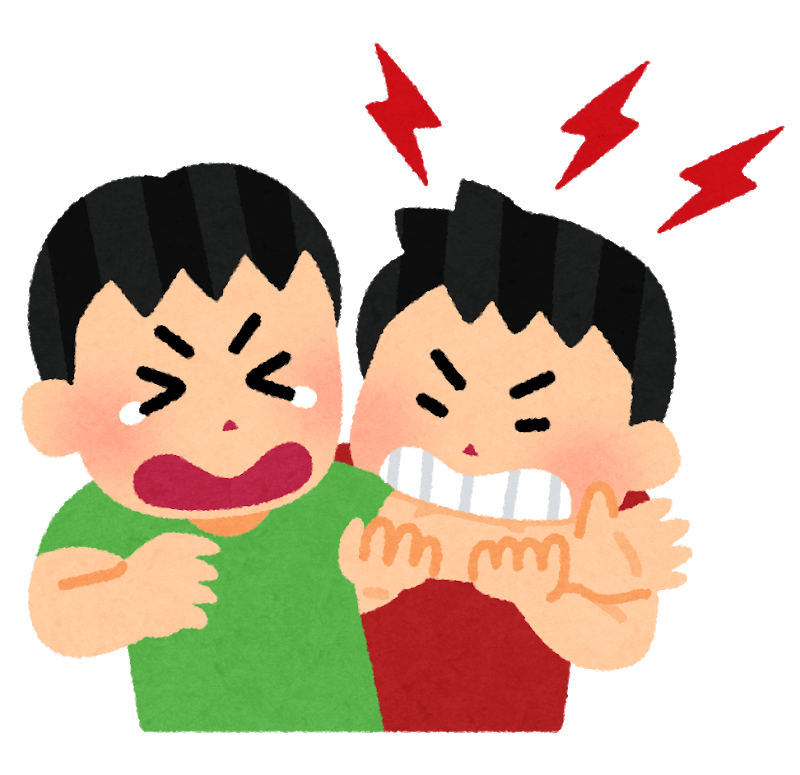 Child (boy) chewing in a fight