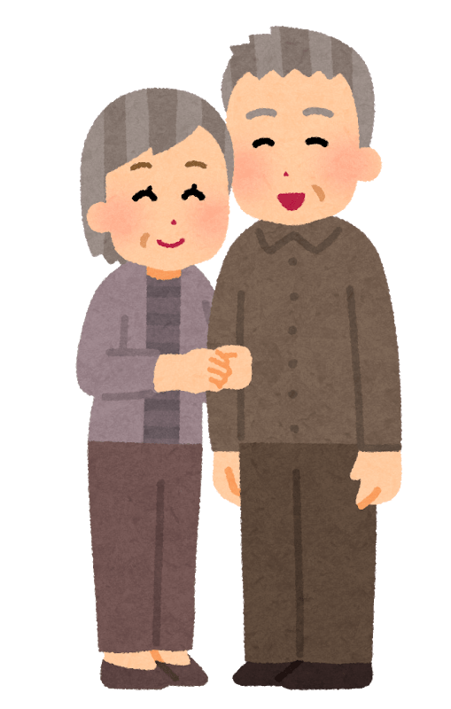 Couple (elderly) who cross their arms together