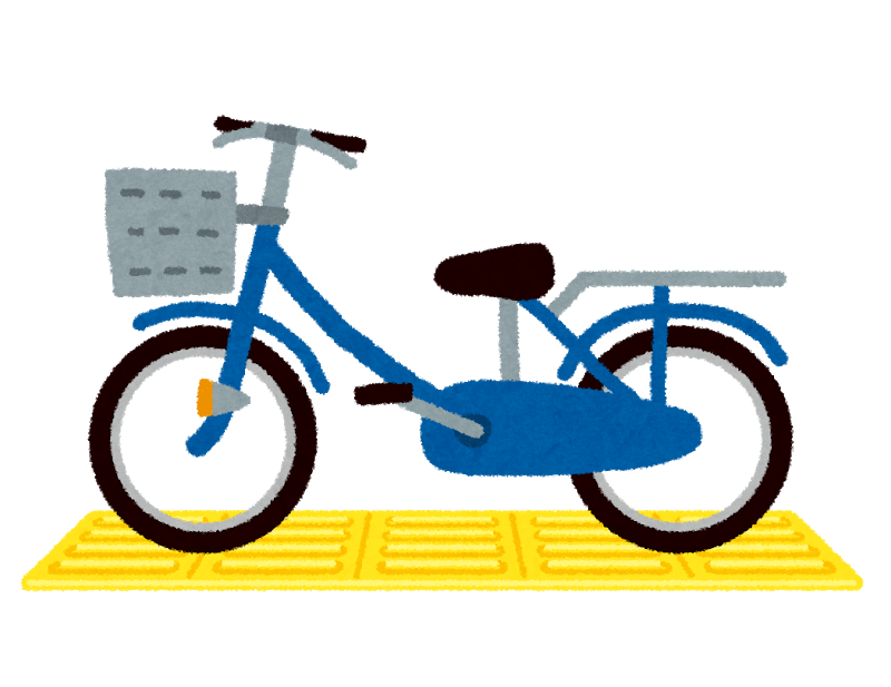 Bicycle parked on the Braille block