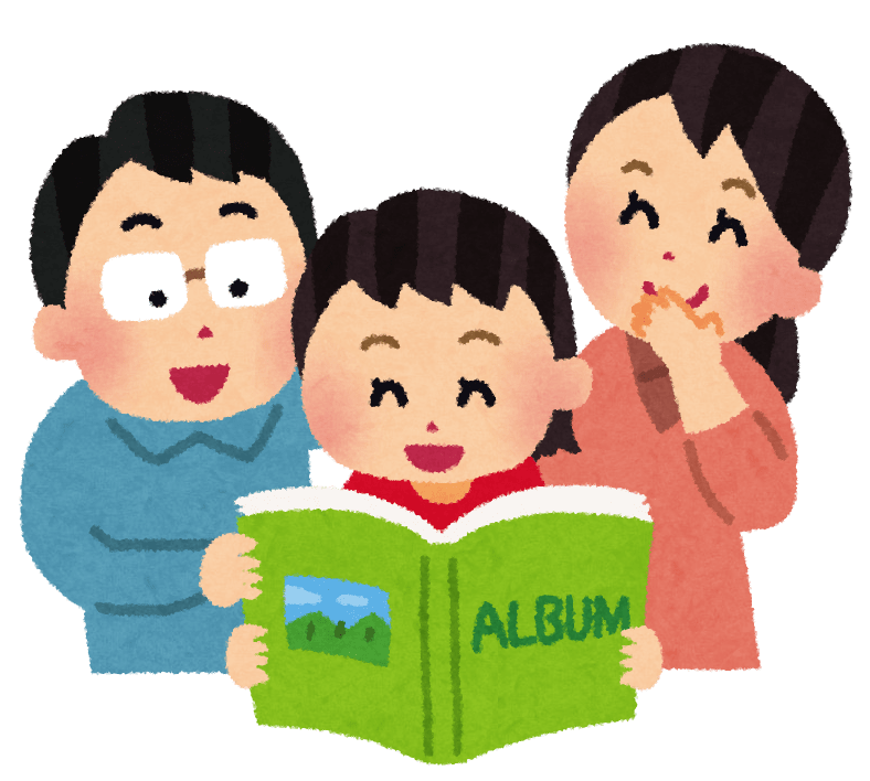 Family watching the album