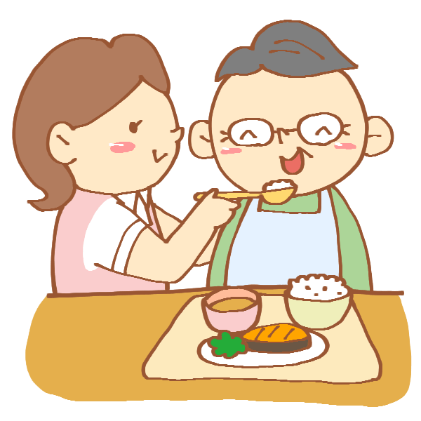 Female caregiver who assists with meals