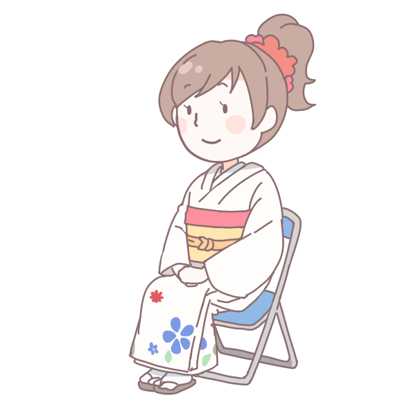 Adult woman sitting in a white kimono