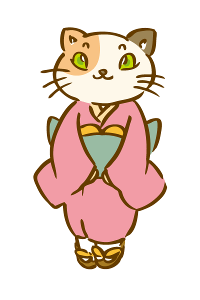 Calico cat in kimono