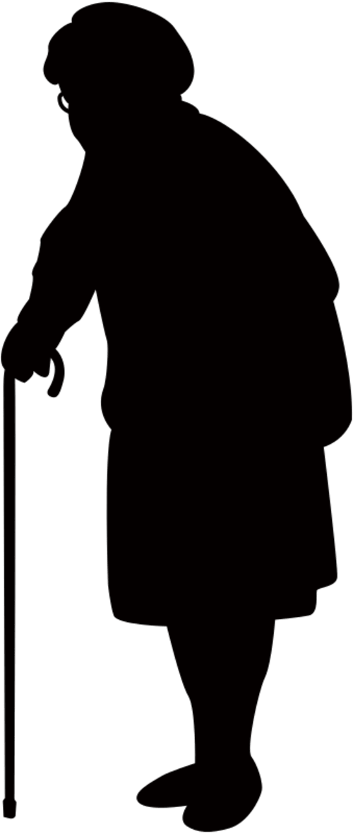 Silhouette material of an old man wearing a cane