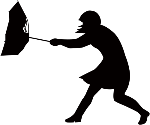 People going through the storm