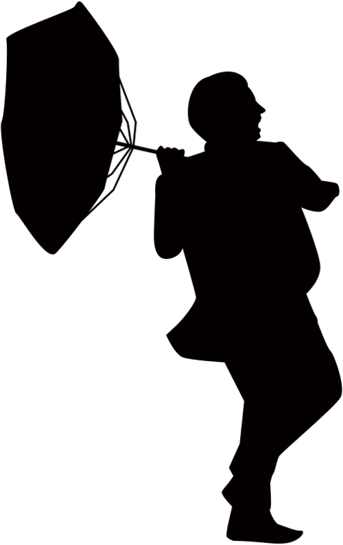 People going through the storm