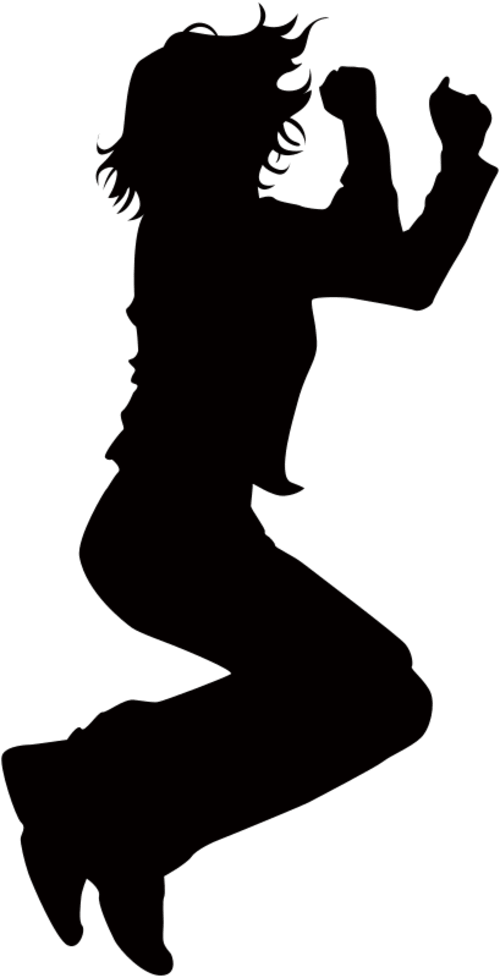 Silhouette material of the person who is jumping