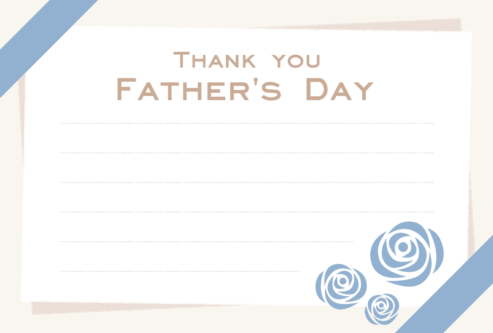 (Father's Day) Ribbon and rose message card <Yellow-Blue>