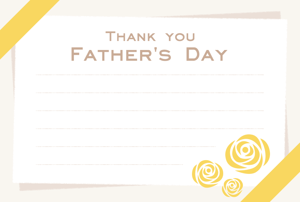 (Father's Day) Ribbon and rose message card <Yellow-Blue>