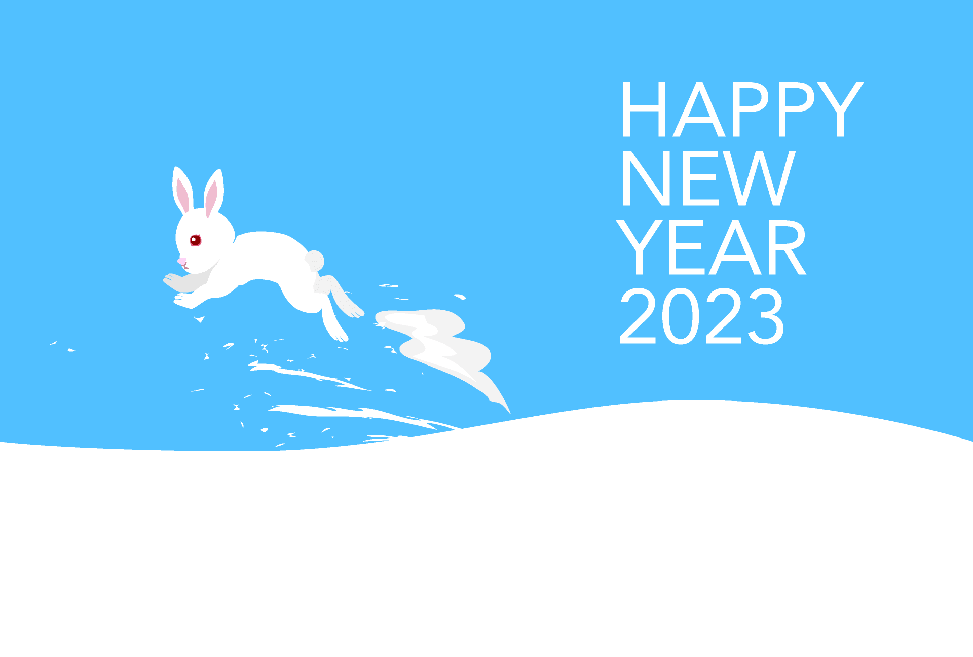 New Year's card of jumping white rabbit