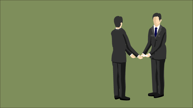 Business card exchange businessman