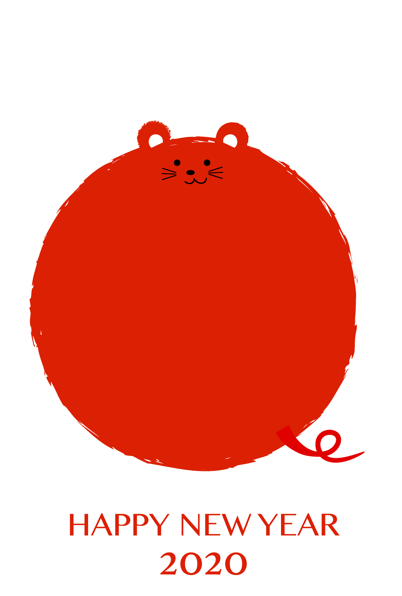 New Year's card of a cute round mouse