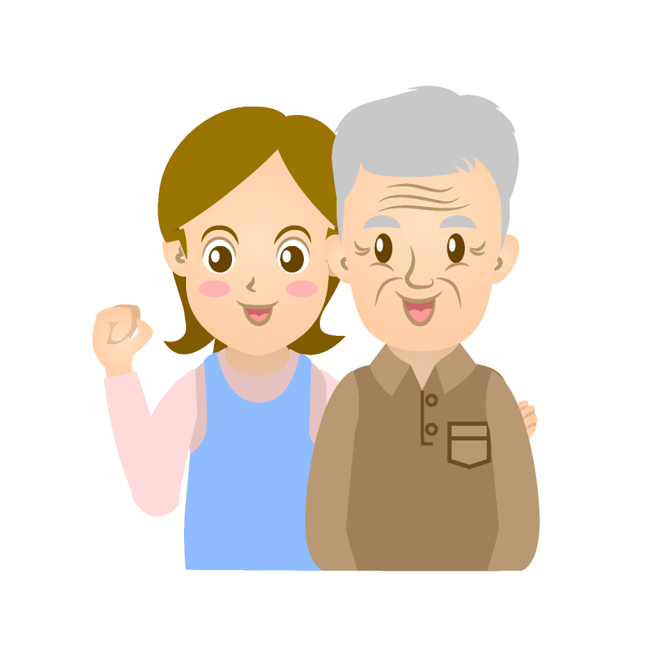 Female caregiver and grandfather (no ties)