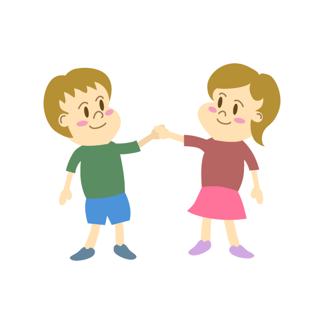Boys and girls holding hands