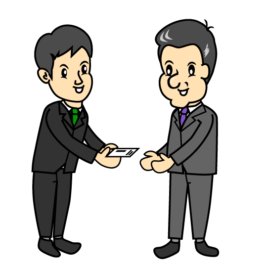 Business card exchange businessman