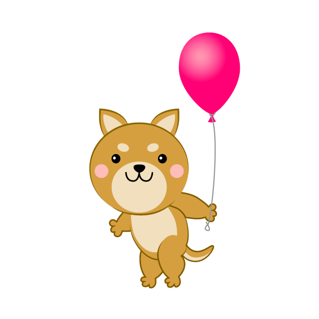Shiba Inu with balloons
