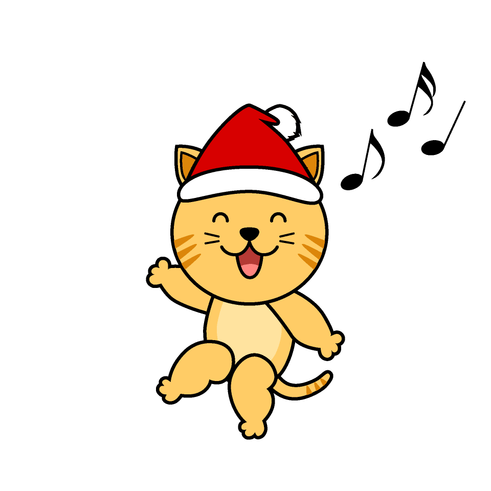 Santa hat tabby cat character