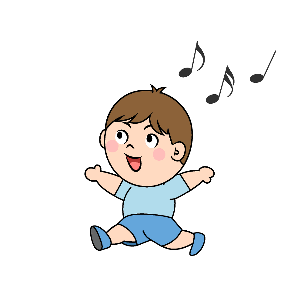 Boy singing and frolicking
