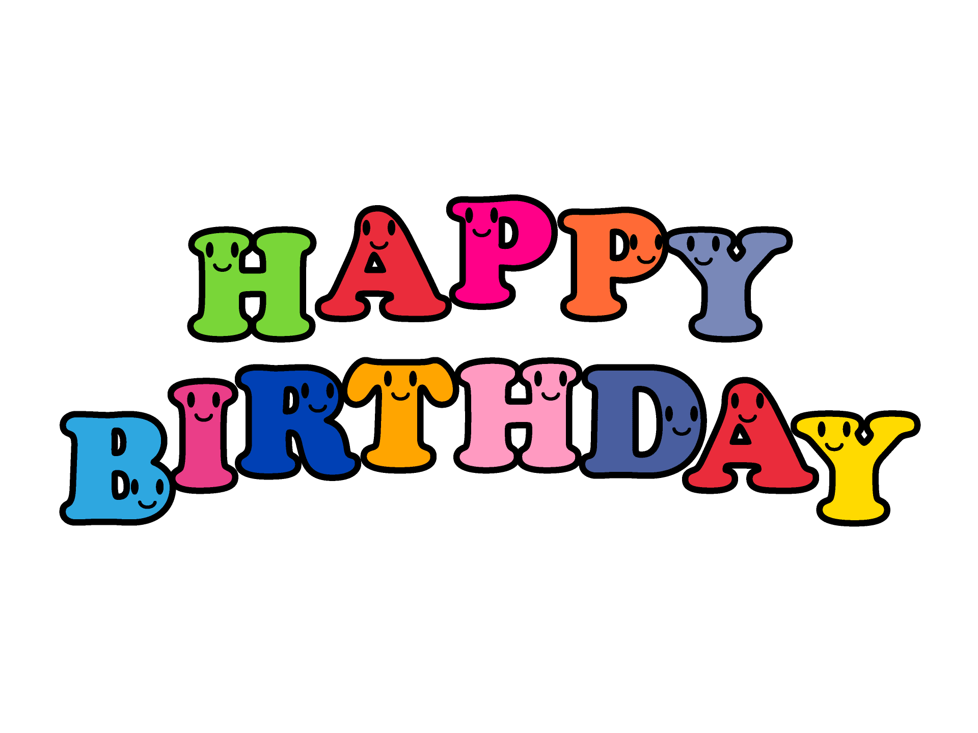 Smile mark (HAPPY-BIRTHDAY) characters