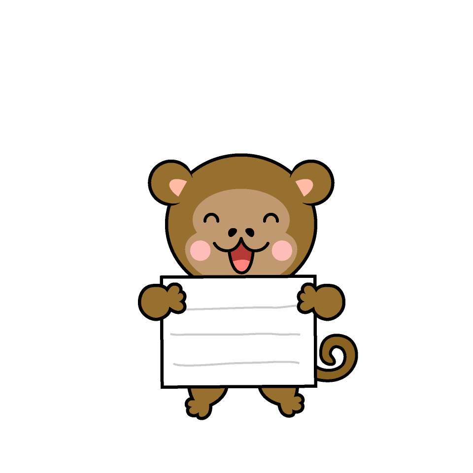 Monkey character with a guide board