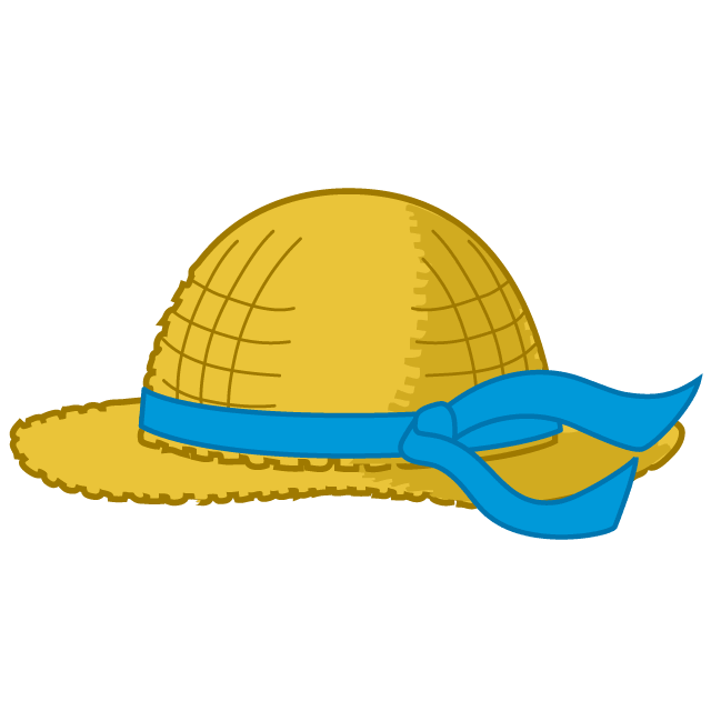 Straw hat with light blue ribbon