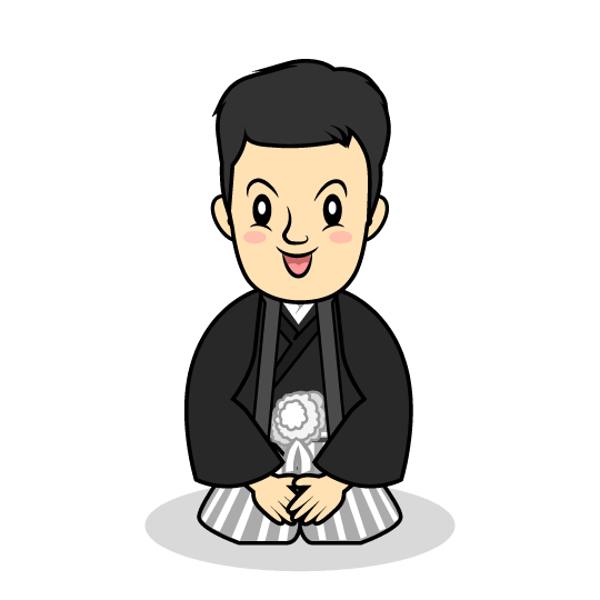 Adult man in a crested hakama