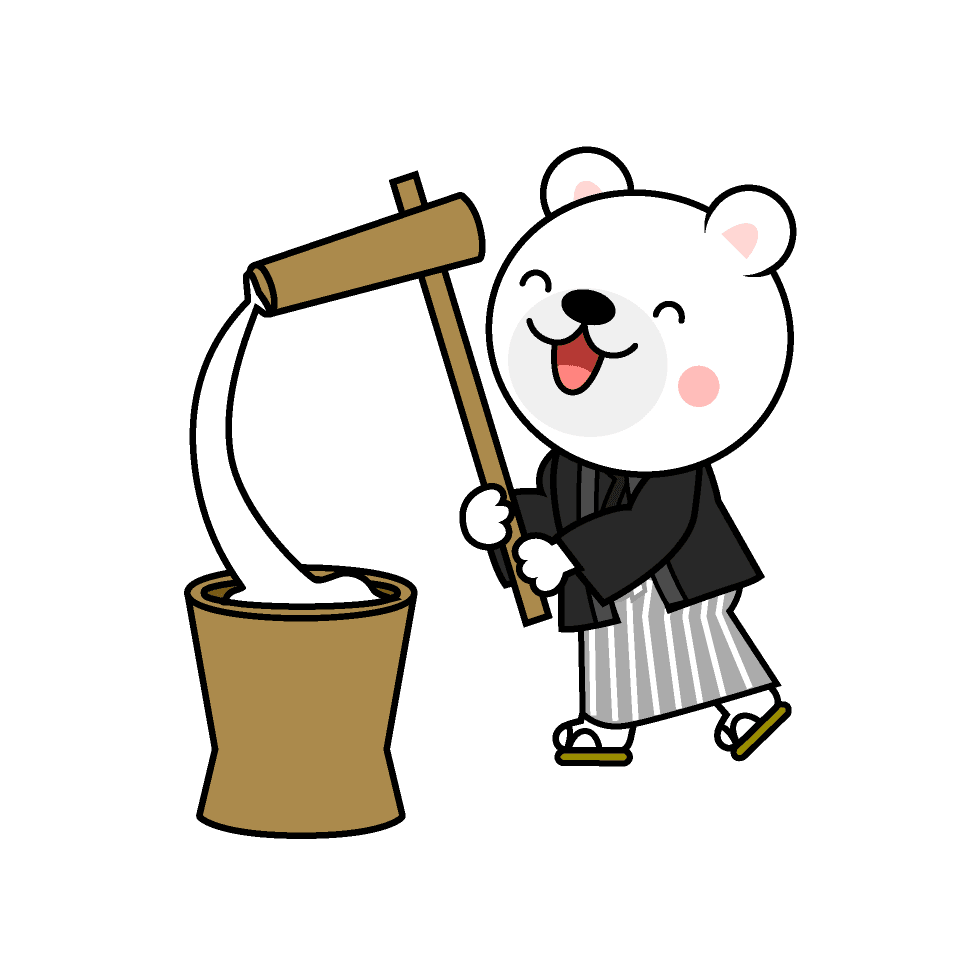 Polar bear character with rice cake
