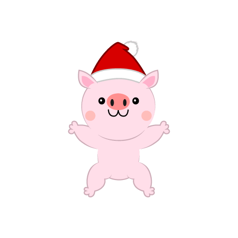 Pig in Santa hat