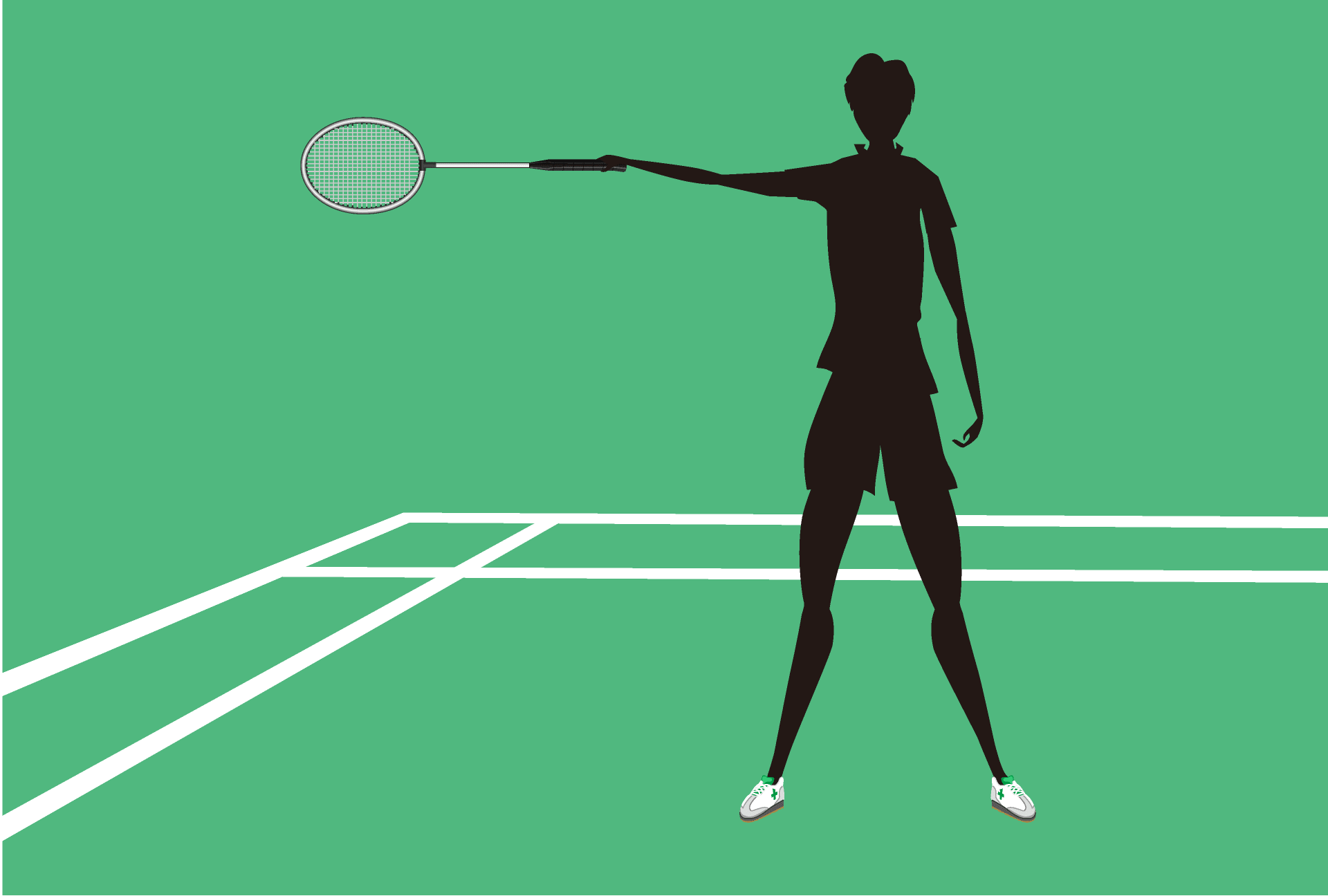 Men's badminton player silhouette