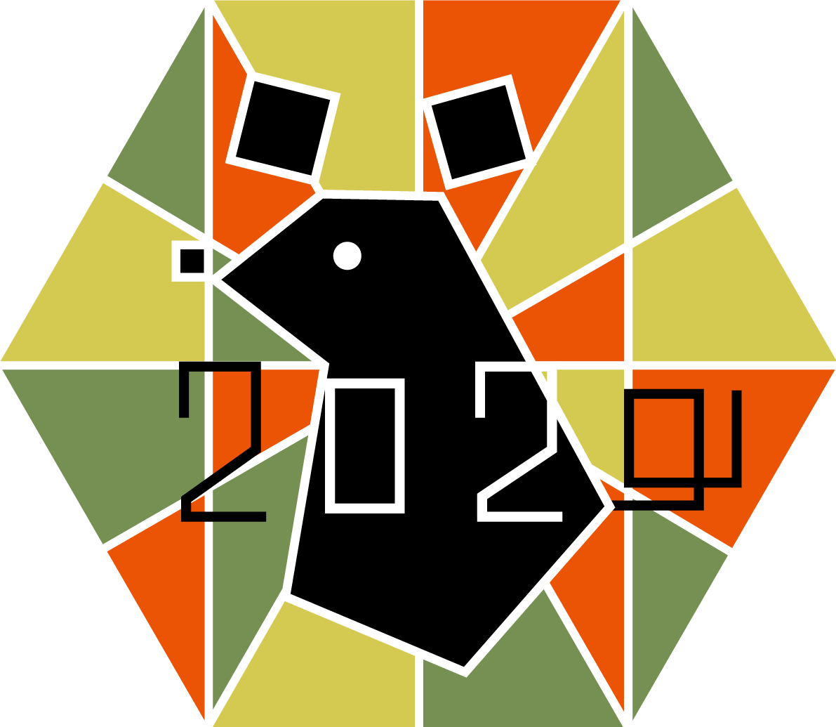 2020 characters with a linear and graphical hexagon and a mouse (mouse) tail 0-child year